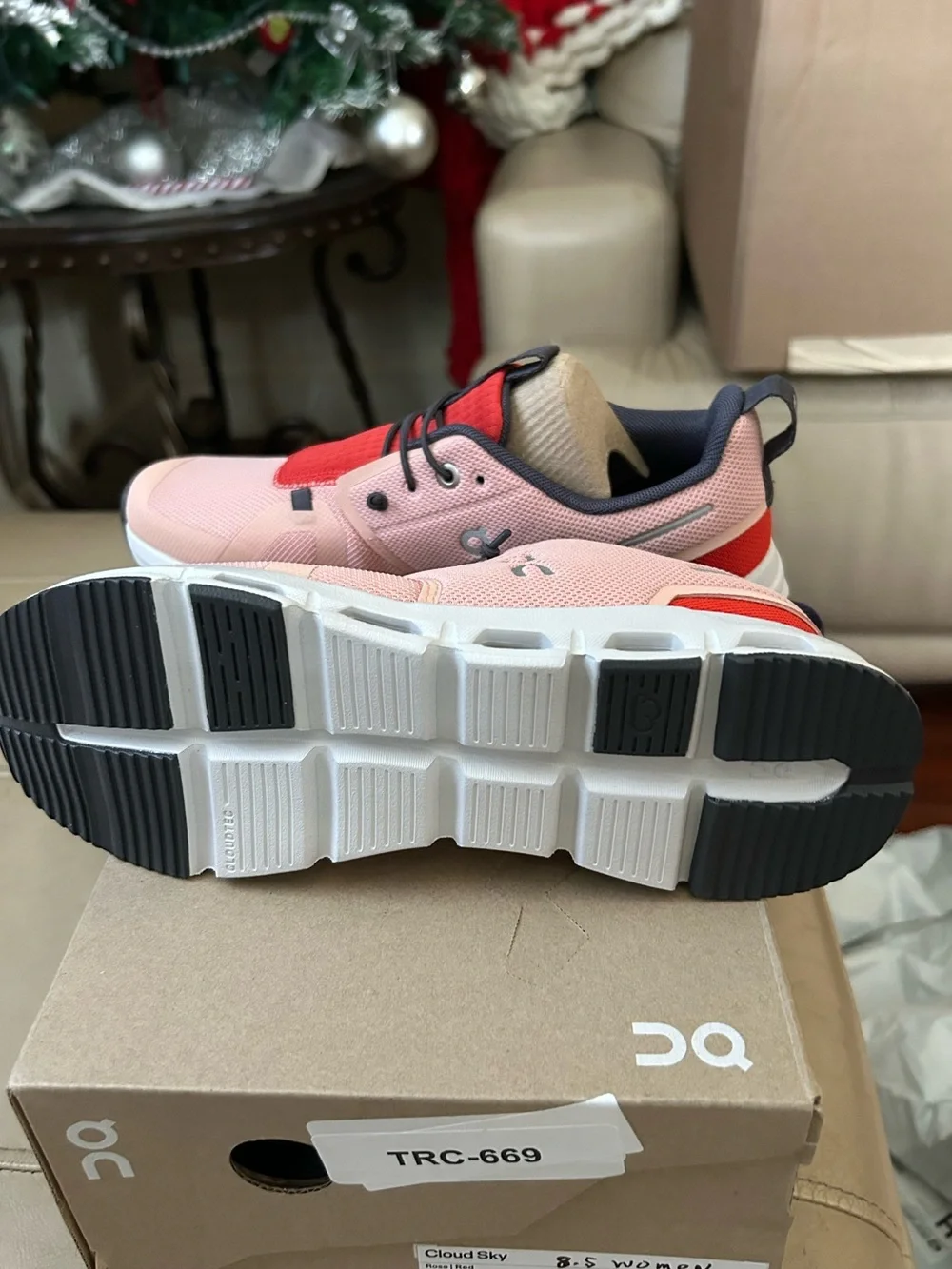 On Cloud Cloud Sky Pink and Red Women's Athletic Sneakers